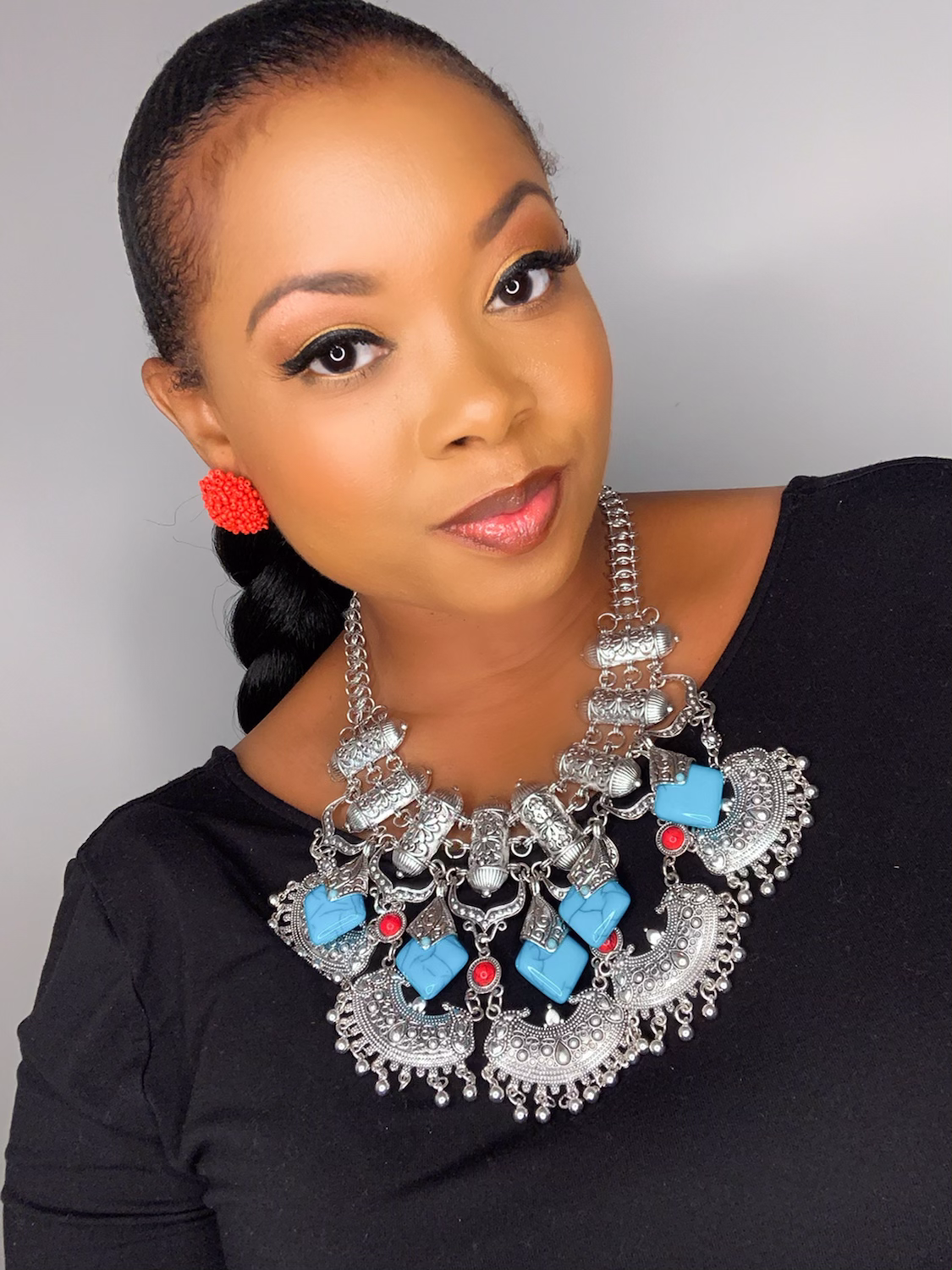 Beaded Button "Fire " Earrings