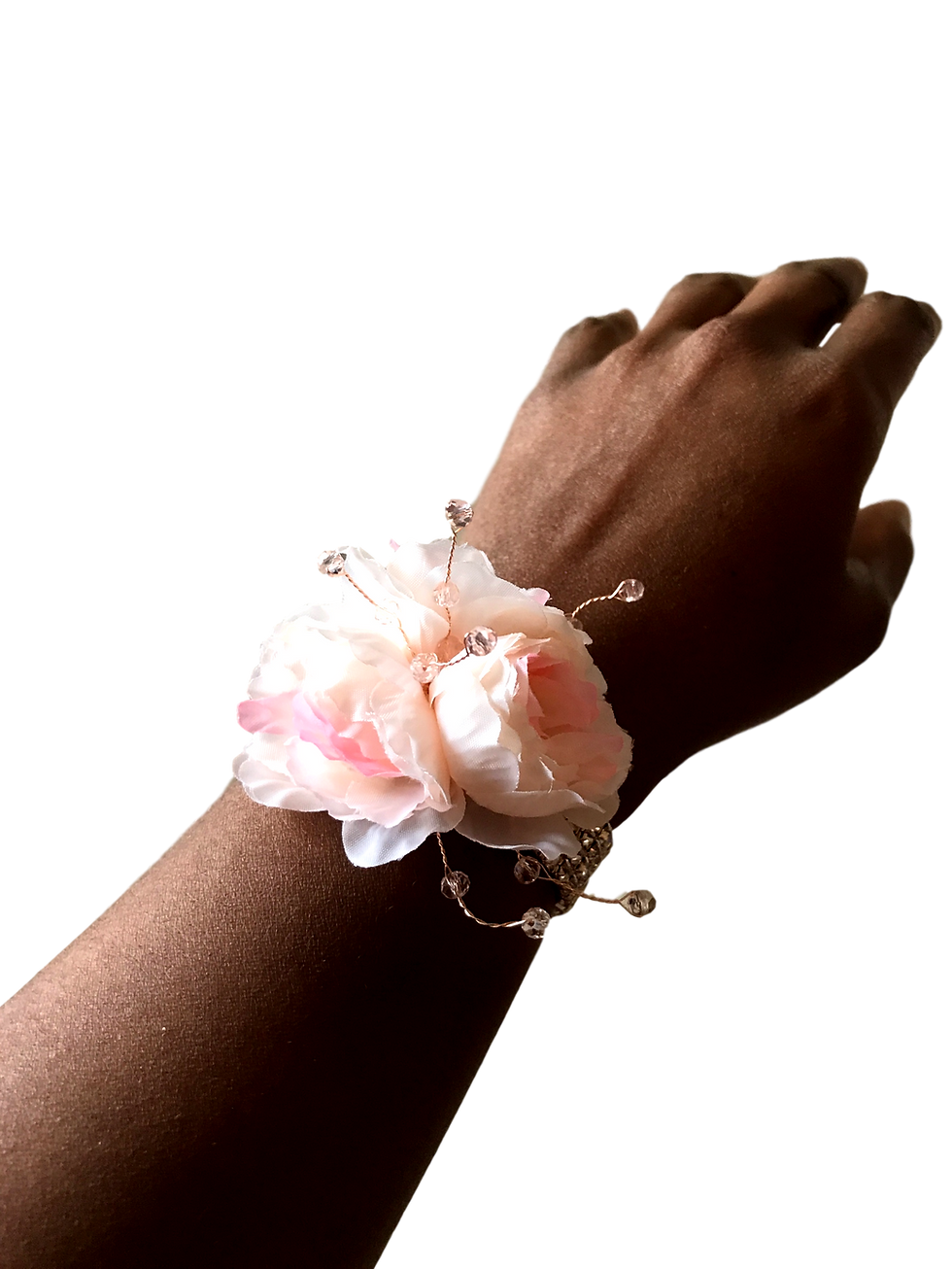 Thumbnail: "Delicacy" Stretch Bracelet in Peach with Faux Rhinestones