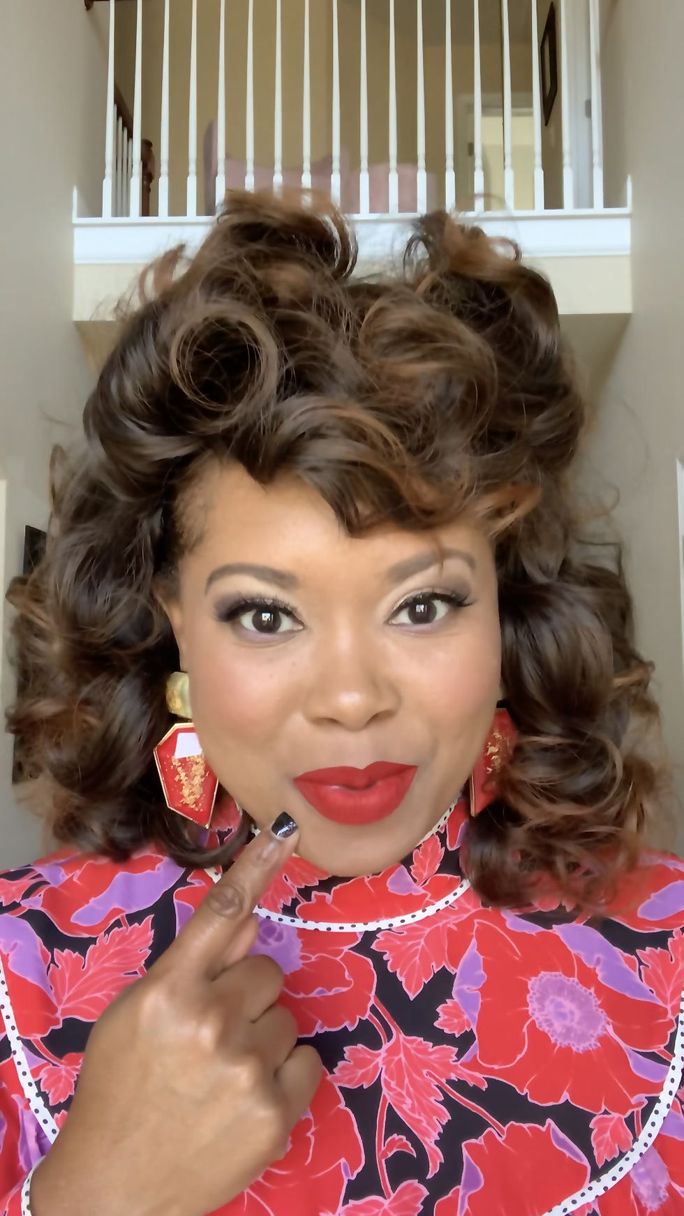 Thumbnail: "Drama" Red & Gold Acrylic Earrings