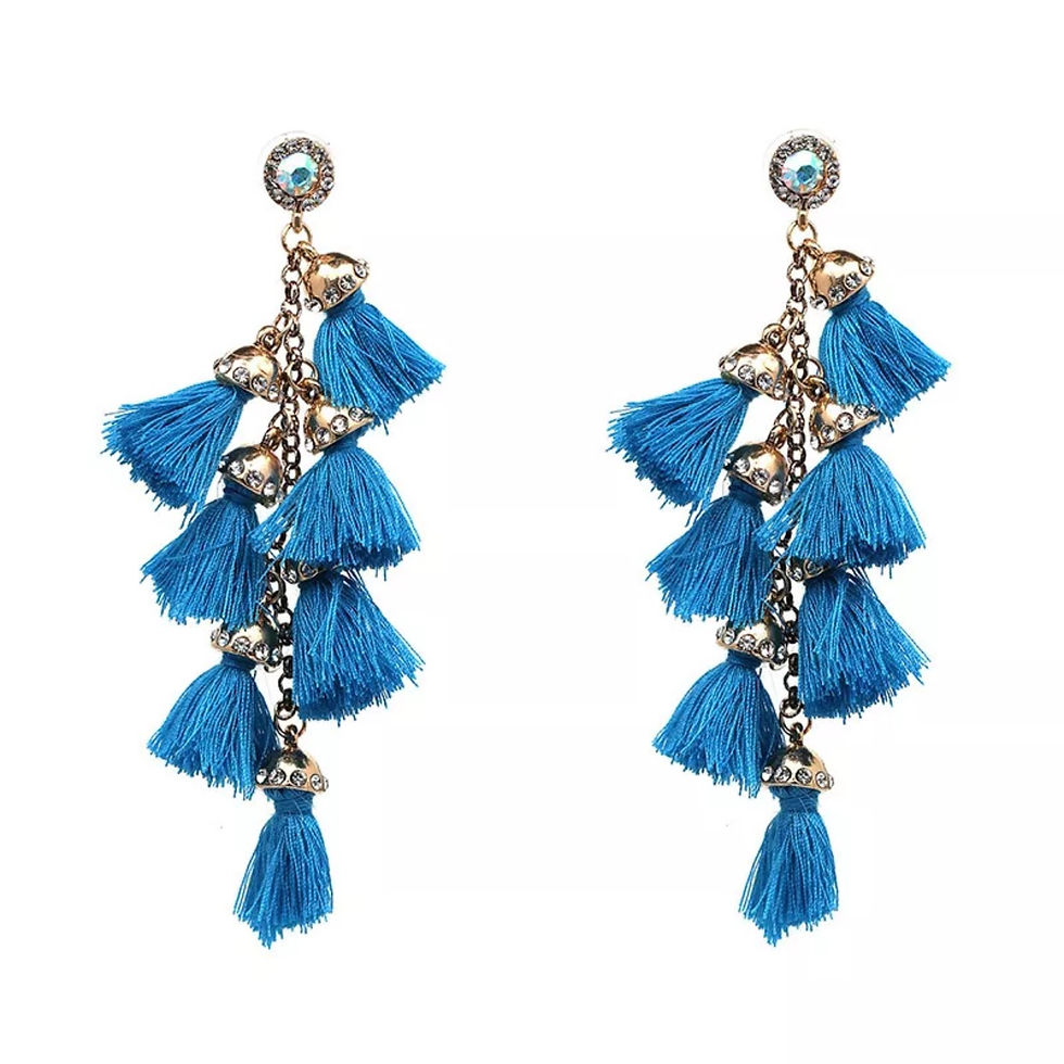 "Celebration" Vivid Blue Dangle & Fringe Earrings