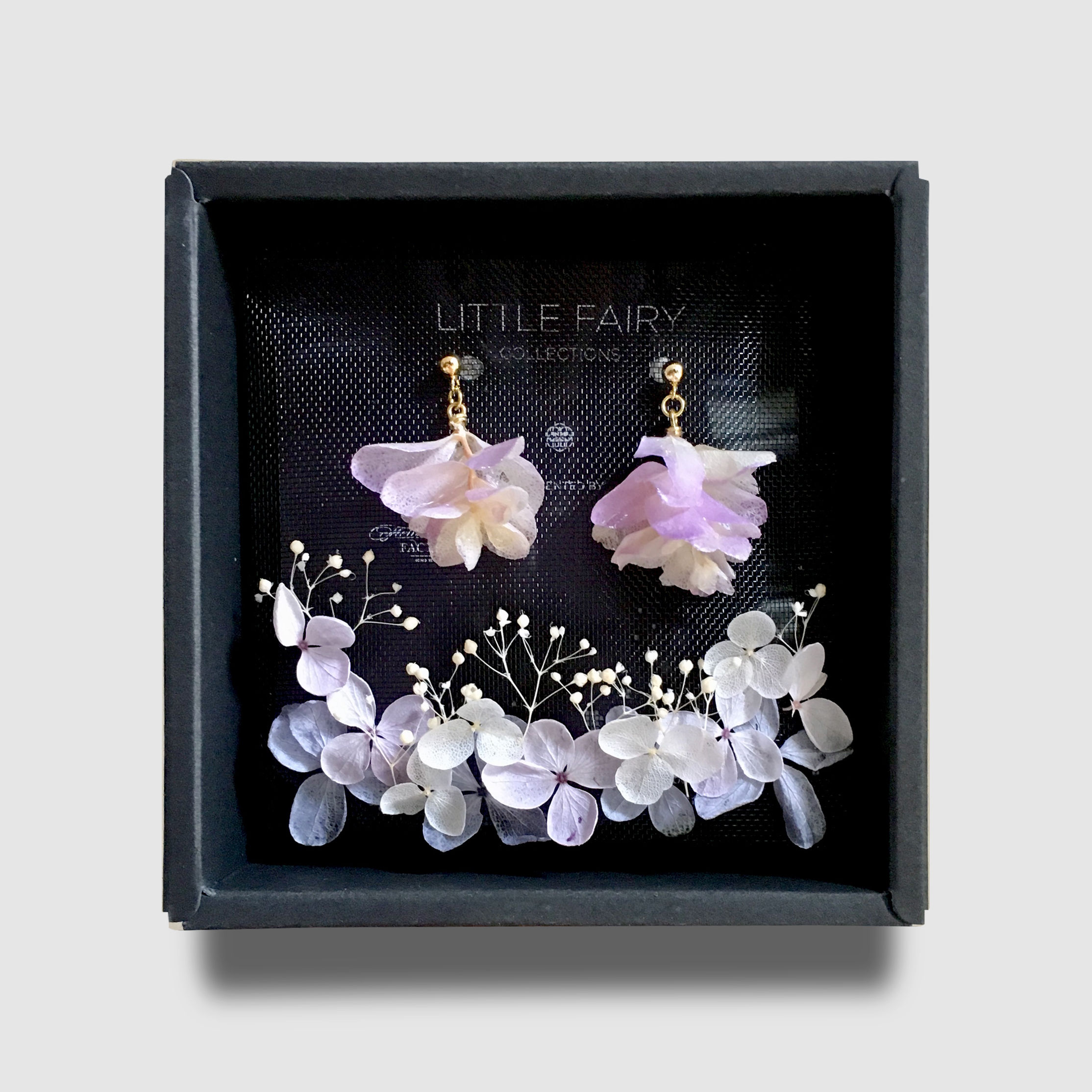 14K Gold Purple Floral Earrings - Short Style