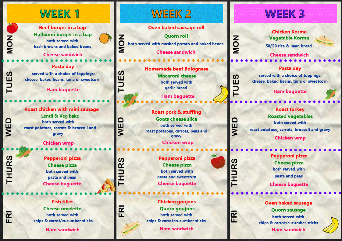 Rydon Primary School Lunch Menu