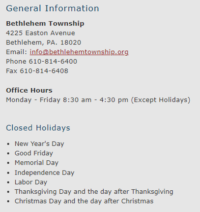 General Information about Bethlehem Township Ordinances