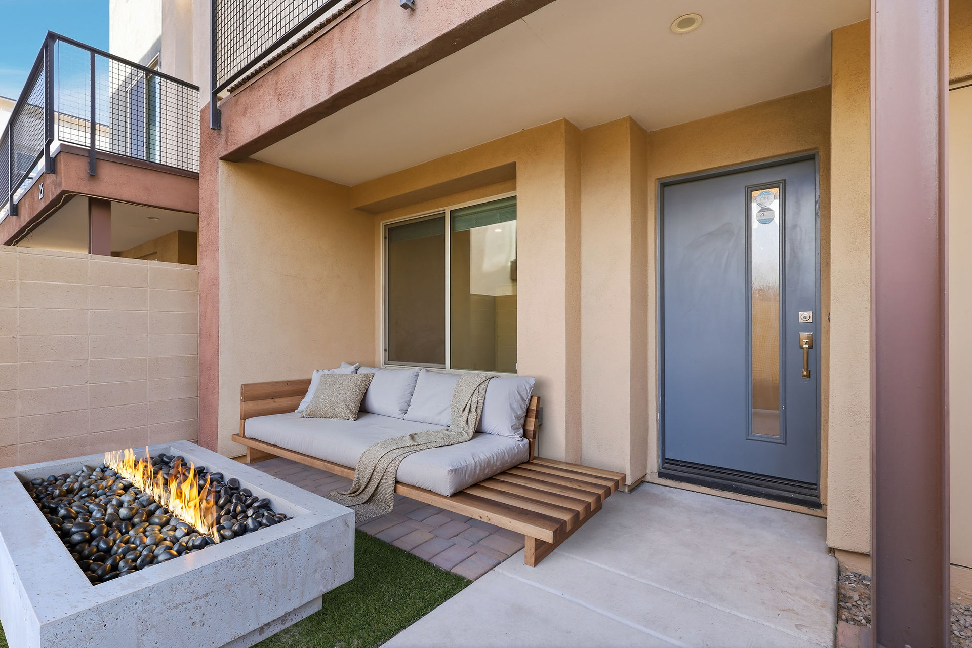 Front patio, covered, in modern town home in Phoenix, Arizona
