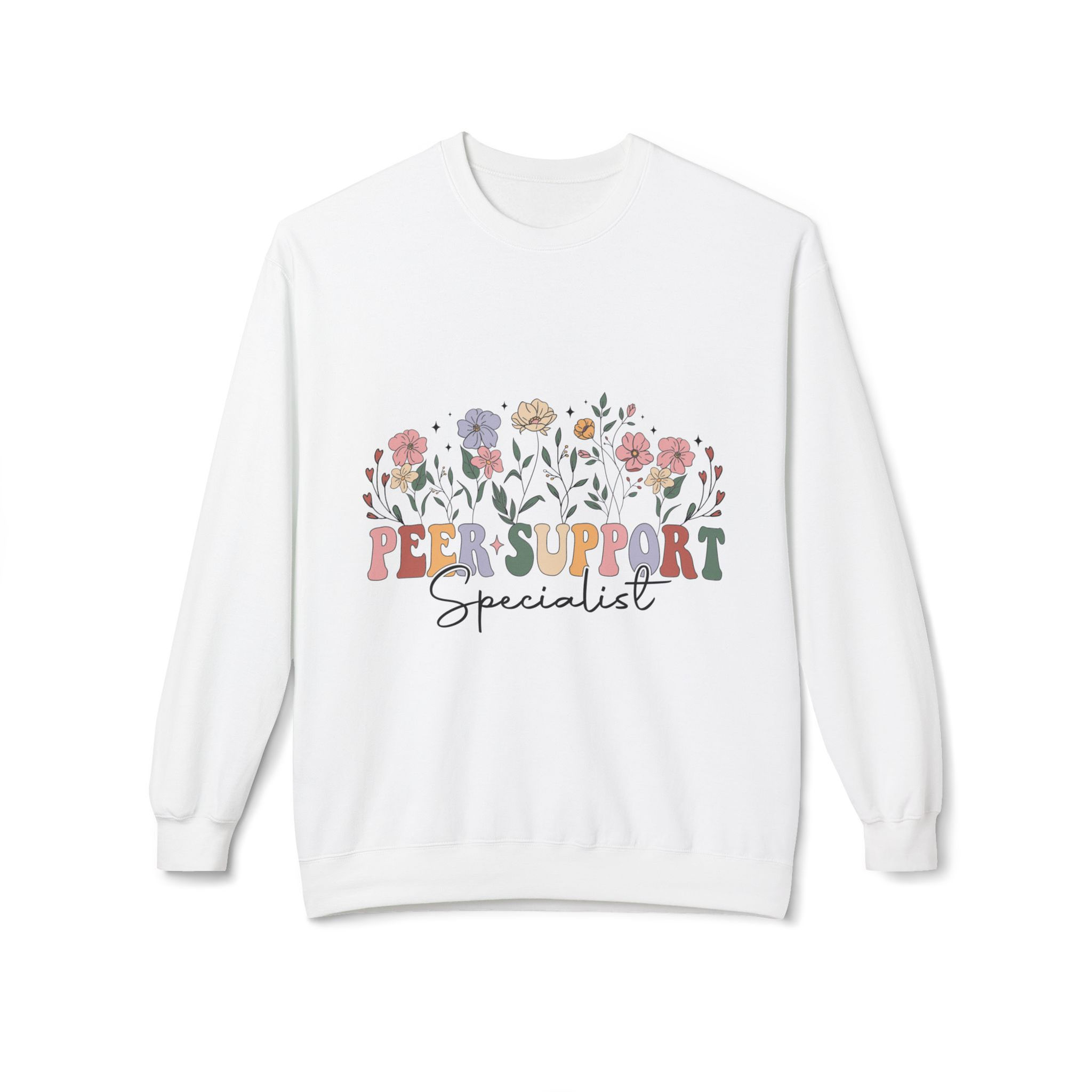 Floral Peer Support Sweatshirt, Cozy Crewneck,  MH Awareness, Comfortable Unisex