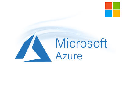โลโก้ Microsoft Azure สีน้ำเงินพร้อมข้อความ Microsoft Azure