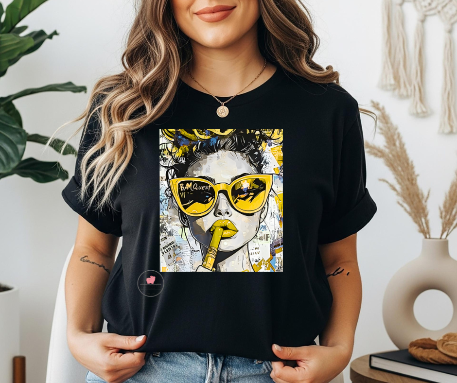 Vibrant Color Woman with Lipstick Graphic T-Shirt S-2X