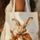 Thumbnail: Canvas cotton bag (Art Tote Bag) of Victorian Rabbit (Bunny) Tea Orange 