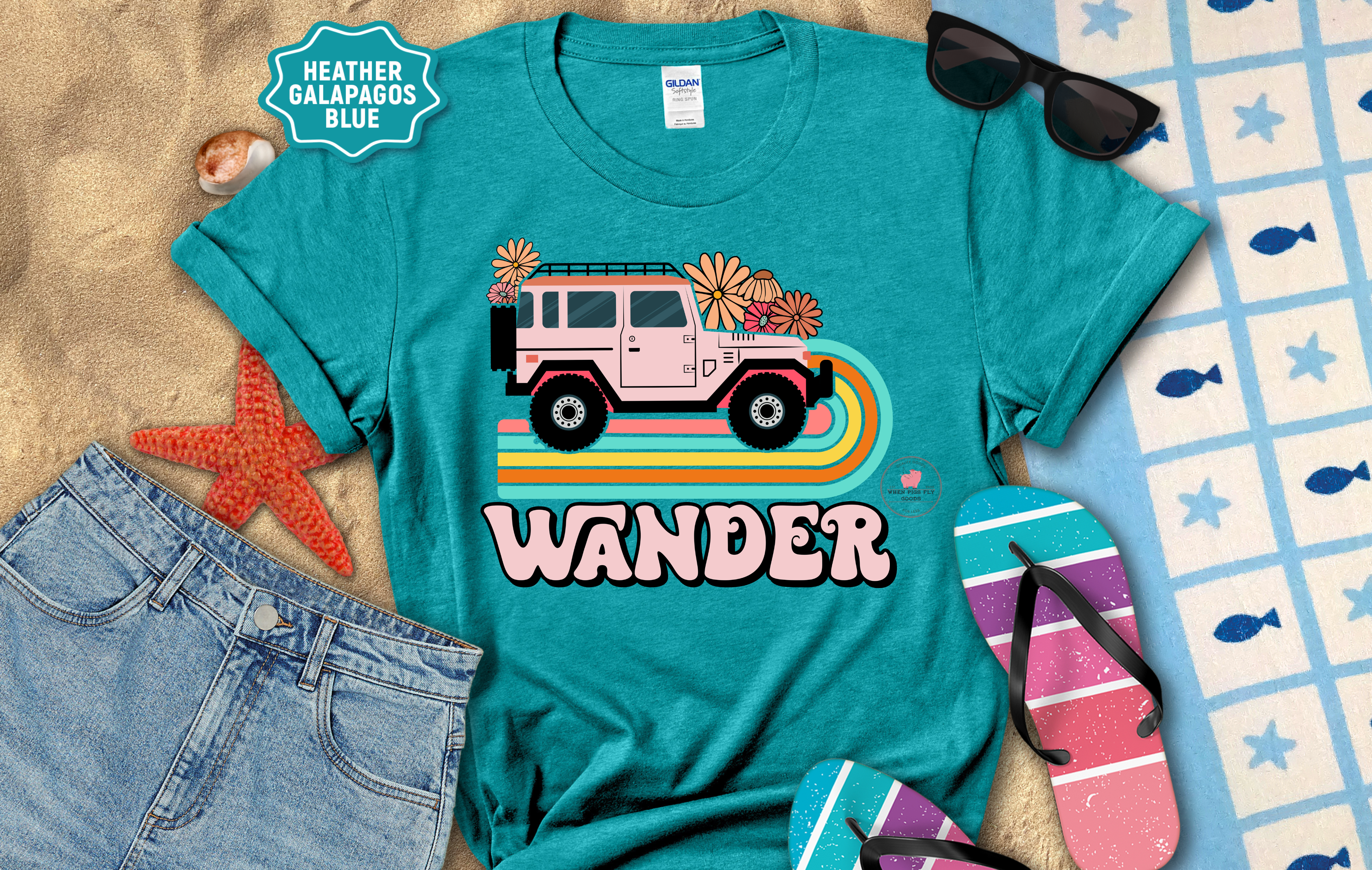 Summer Series- "Wander" Jeep retro Graphic T-Shirt S-2X