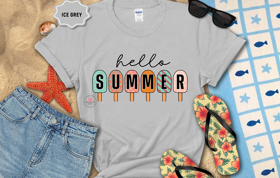 Thumbnail: Summer Series-Hello Summer- Colorful Graphic T-Shirt S-2X