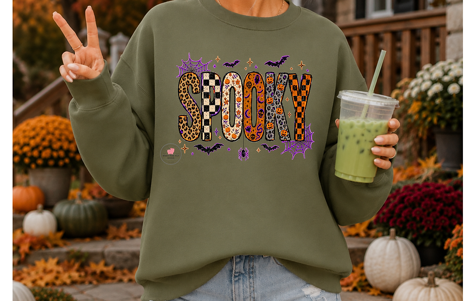 Thumbnail: Colorful Spooky Halloween Sweatshirt, Funky Fall Graphic Crewneck S-2X