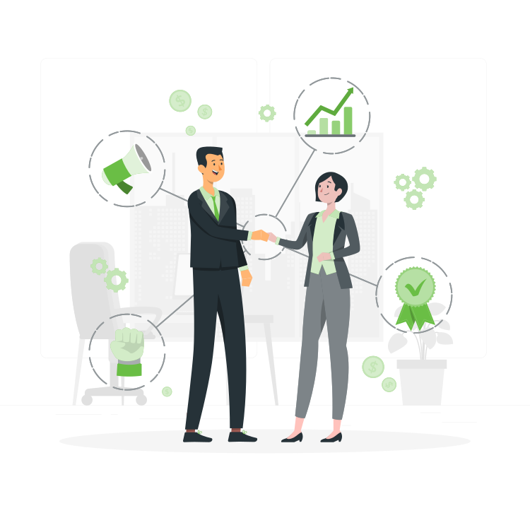 2 personnes parlant business qui se serrent la main