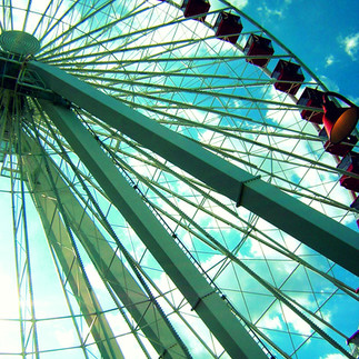 the navy pier ferris wheel on a sunny day in chicago illinois