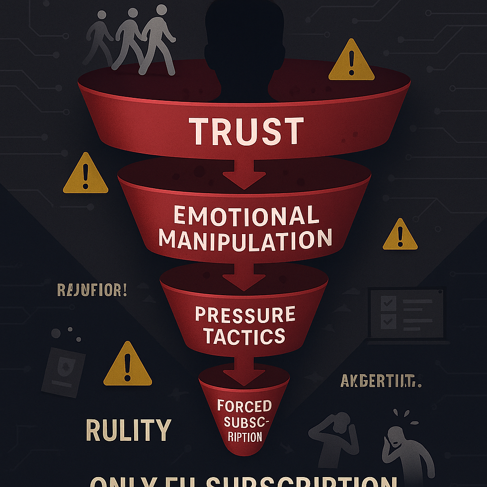 Aggressive sales funnel diagram illustrating BYJU's high-pressure marketing tactics and customer manipulation strategies in EdTech sales