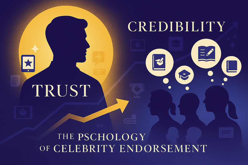 Celebrity endorsement marketing psychology illustration showing how star power influences parent decision-making in EdTech industry