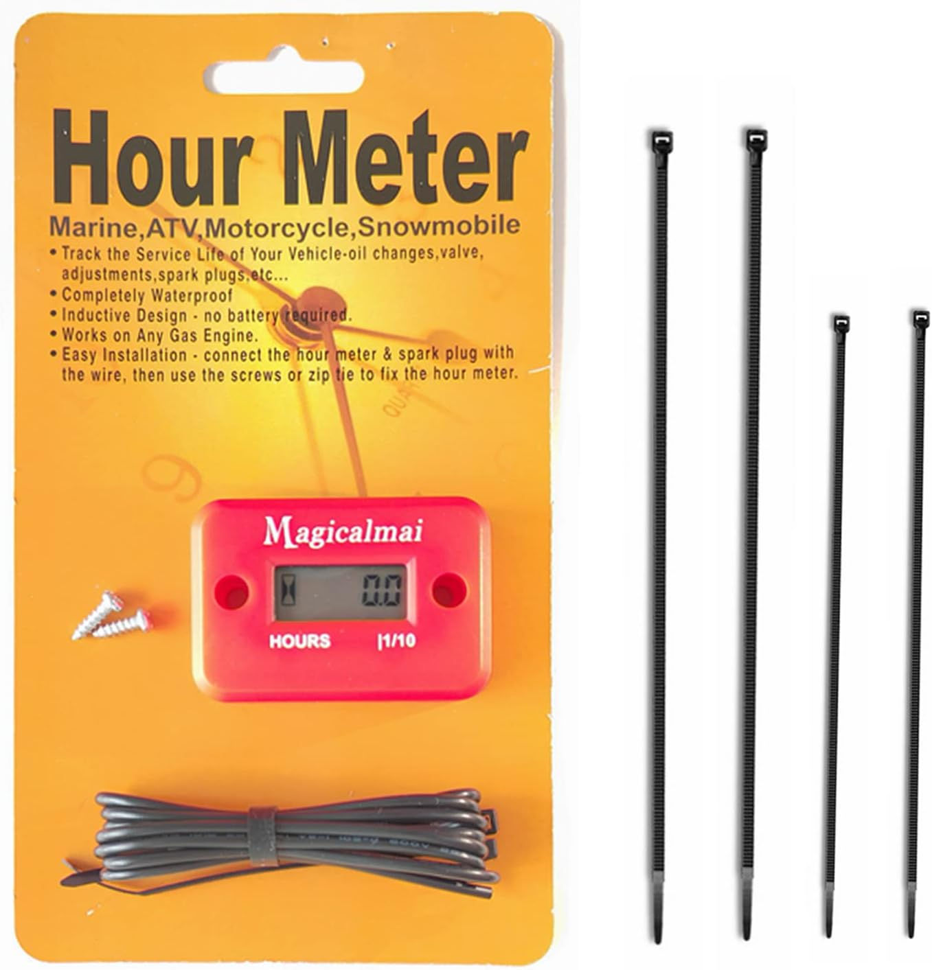 Inductive Hour Meter for Gas Engine Generator Lawn Mower Pressure Washer Marine