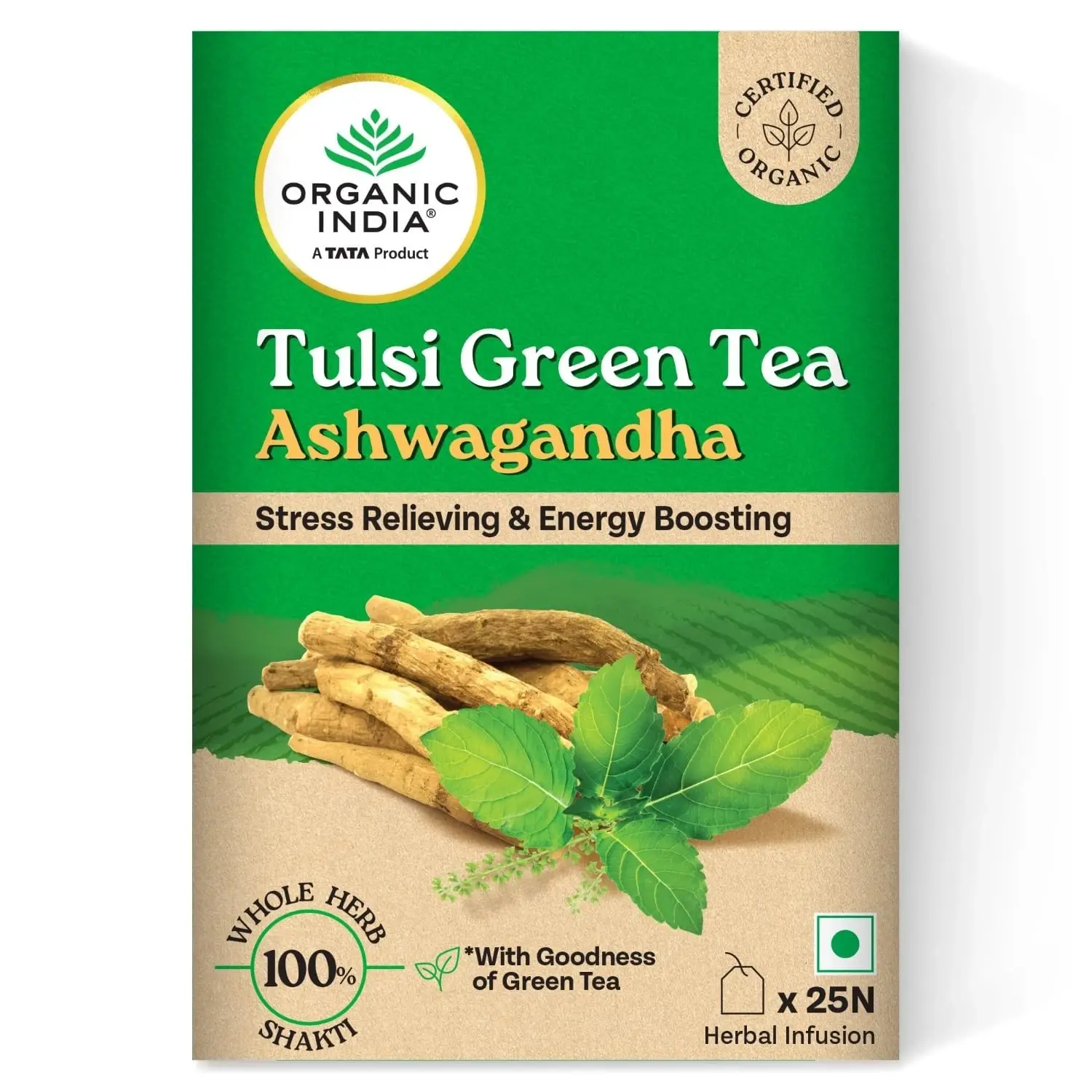 Organic India Tulsi Ashwagandha Green Tea 25 pcs