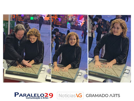 LEANDRA LEAL ETERNIZA SUA MARCA EM GRAMADO