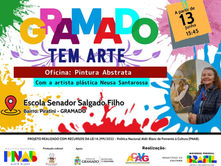 Escola Senador Salgado Filho recebe oficina de pintura abstrata com a artista plástica Neuza Santarossa pelo projeto “Gramado Tem Arte"