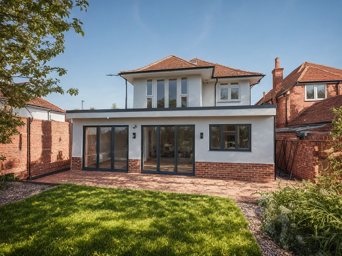Planning for a modern rear single and double storey extension with flat and pitched roof