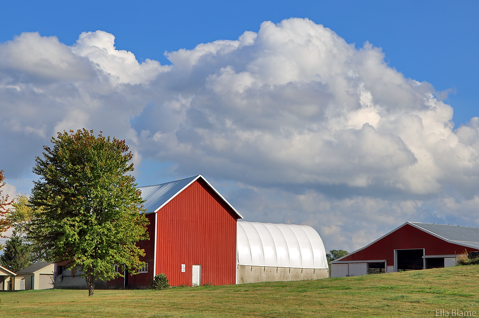Wisconsin Farm and Clouds in September