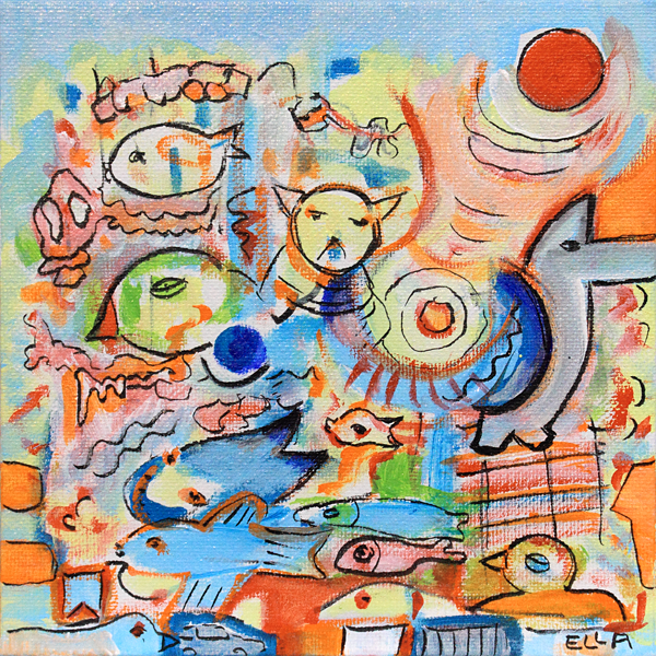 Red Sun - Mystic Expressionism Painting by Ella Blame