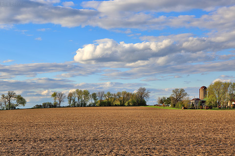 Wisconsin Countryside Farmland Landscape with Clouds