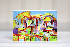 Symphony with Horse in E Minor - Abstract Expressionism Acrylic and Marker on Canvas Mini Painting by Ella Blame