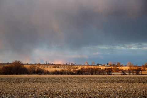 Wisconsin Countryside Farmland with Field and Clouds