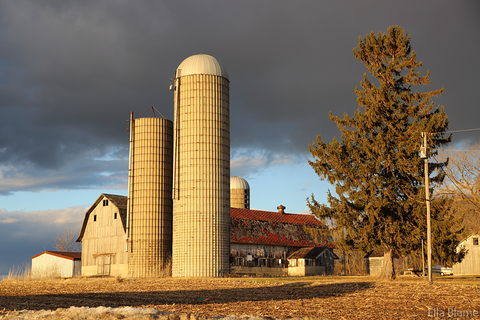 Wisconsin Rural Architecture with Clouds