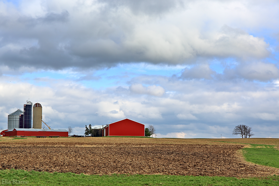 Wisconsin Farmland with Clouds in April
