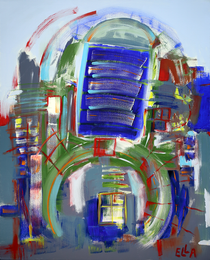 Urban Landscape - Abstract Expressionism painting by Ella Blame