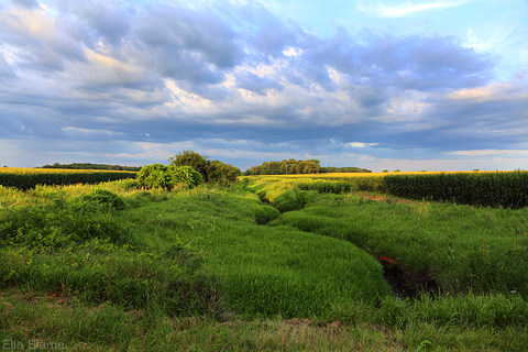Wisconsin Countryside Landscape with Evening Clouds