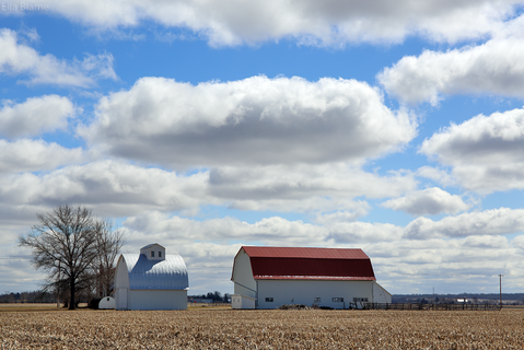 Wisconsin Farmland with Barns in March