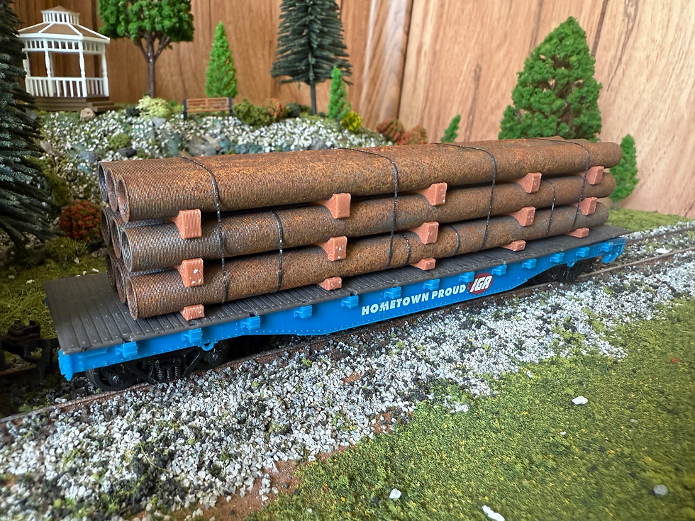 Thumbnail: HO Scale 40ft Pipe Load 2ft Diameter (5.5in Length)-Tall Stack