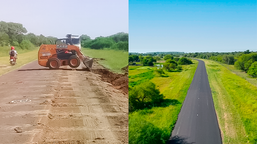 Trabajos de bacheo y recapado en la Ruta Provincial Nº4