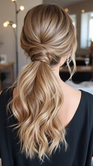 Chic ponytail hairstyle for bridesmaid