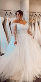 textured with statement sleeves wedding dress