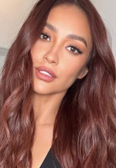shay mitchell with burgundy hair