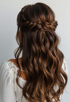 Bride with Braided half up half down Hairstyle