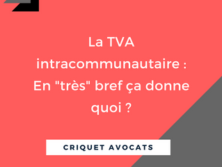 La TVA intracommunautaire : en "très" bref ça donne quoi ?