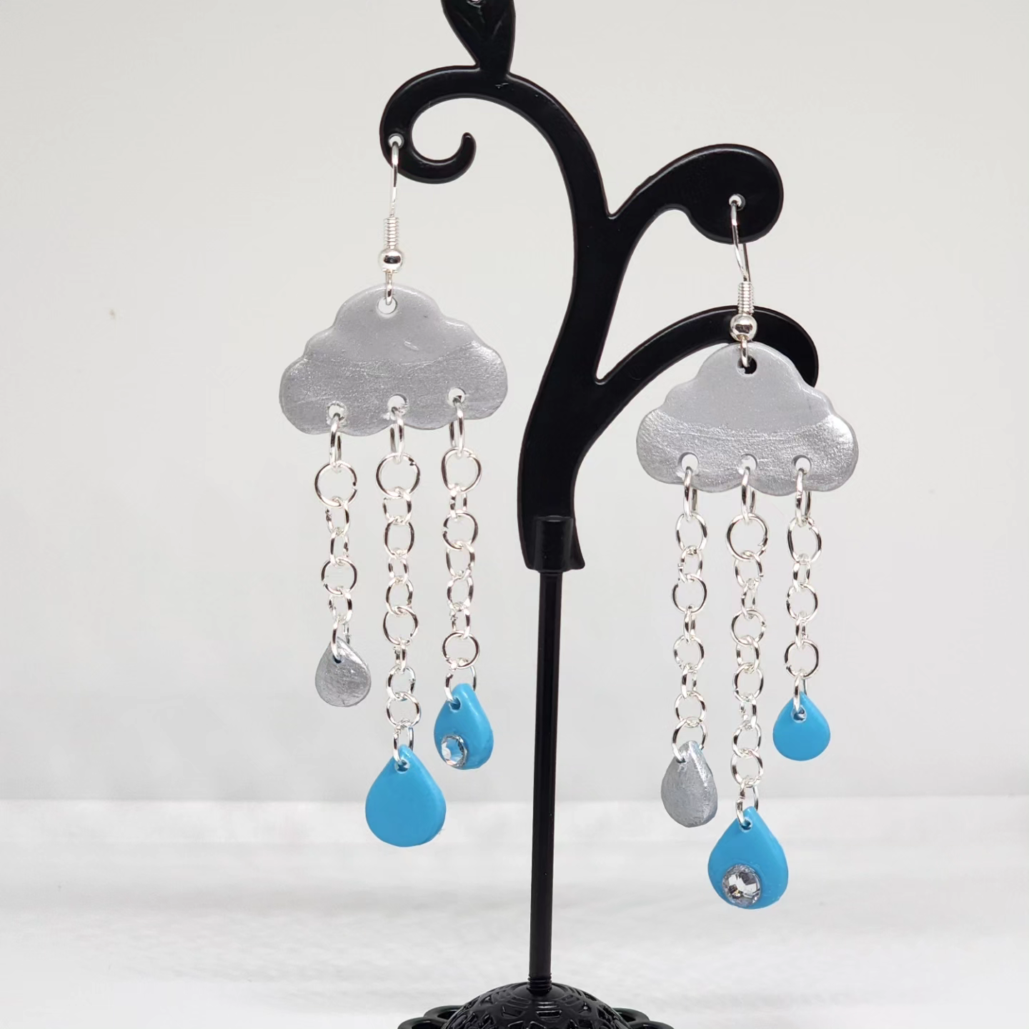 Clouds with Silver Lining - Long Dangle