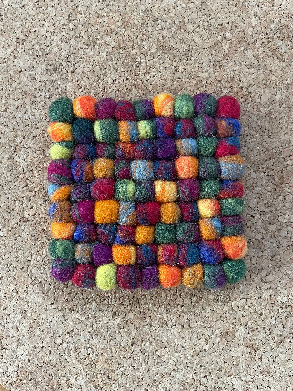 Thumbnail: Wool Felt Ball Trivets~Handmade in Nepal 