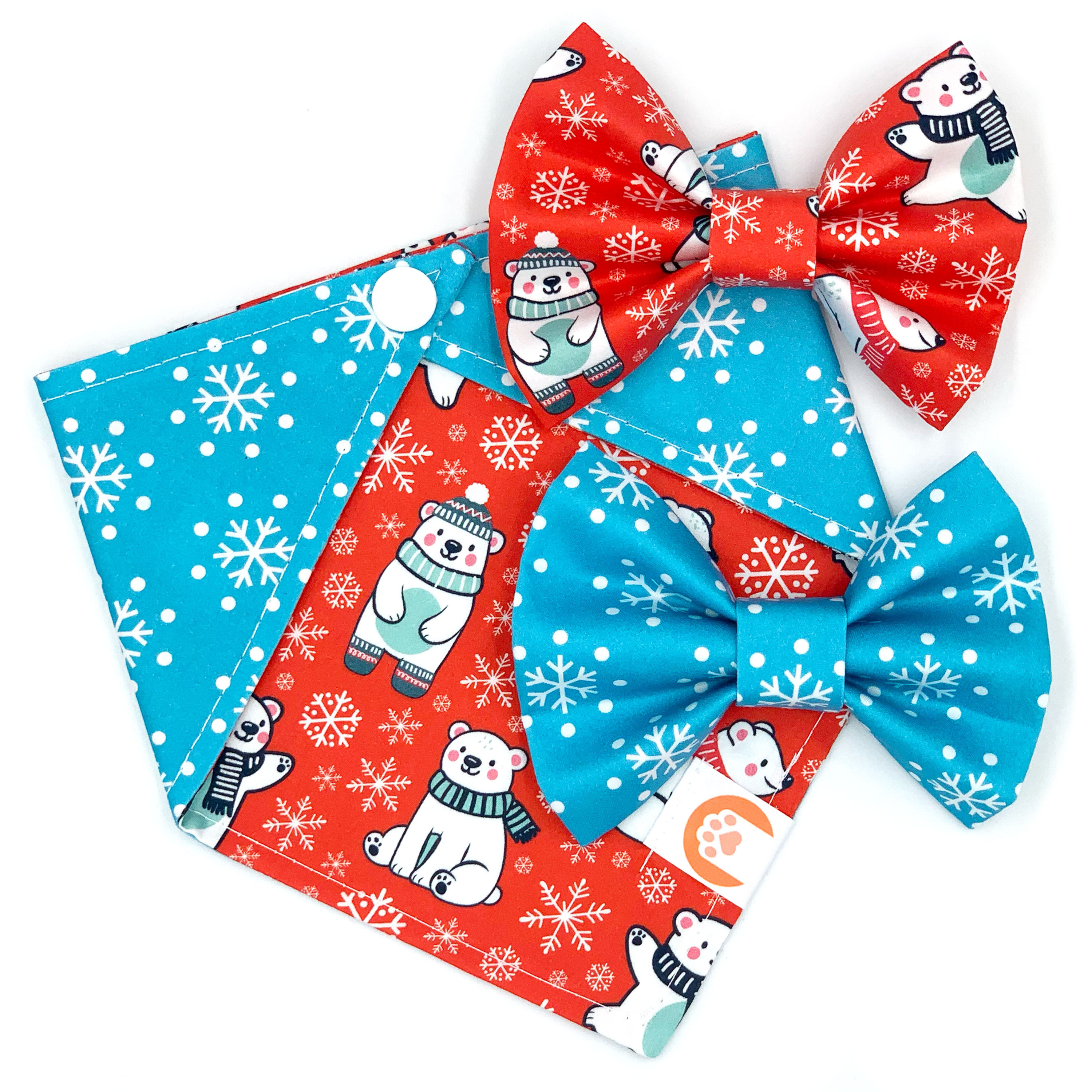 Set Bandana + Bowties "Beary Snow Fun"
