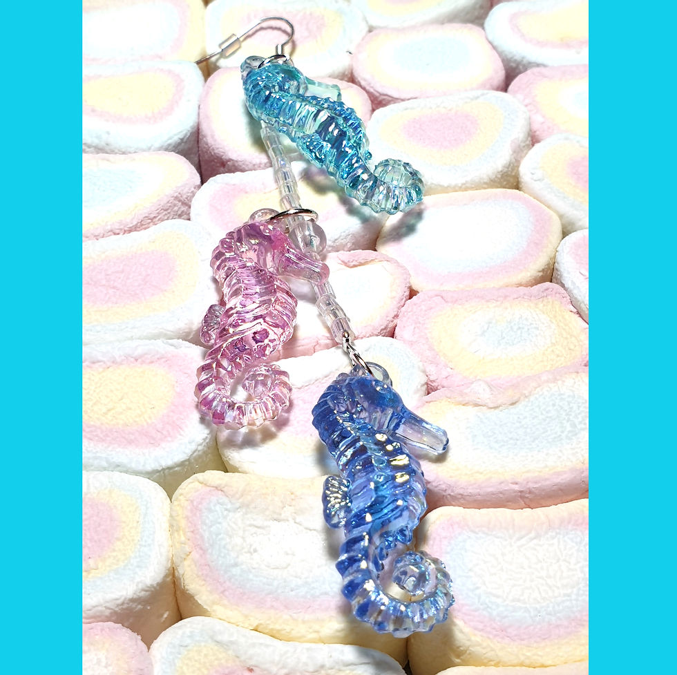 Miniature : Boucles d'oreille Hippocampes irisés