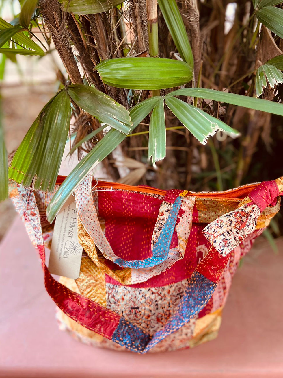 Thumbnail: Silk Patch Work Katha Tote