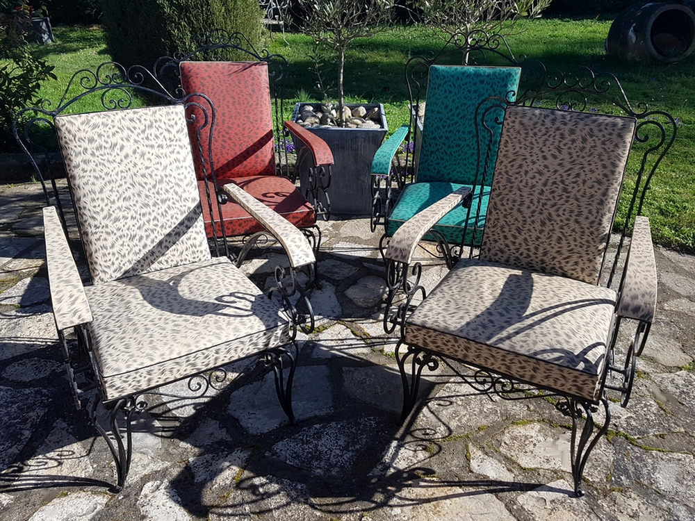 4 fauteuils fer forgé des années 50