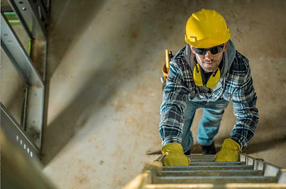 contractor climbing the ladder