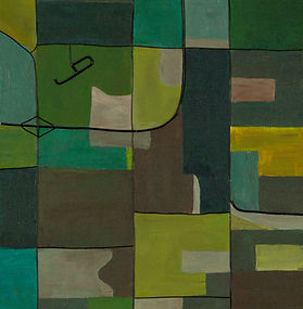 abstract painting of square-like shapes that are similar to plots of land.