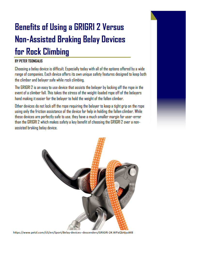 College Essays Part 2 Investigation Into Belay Devices